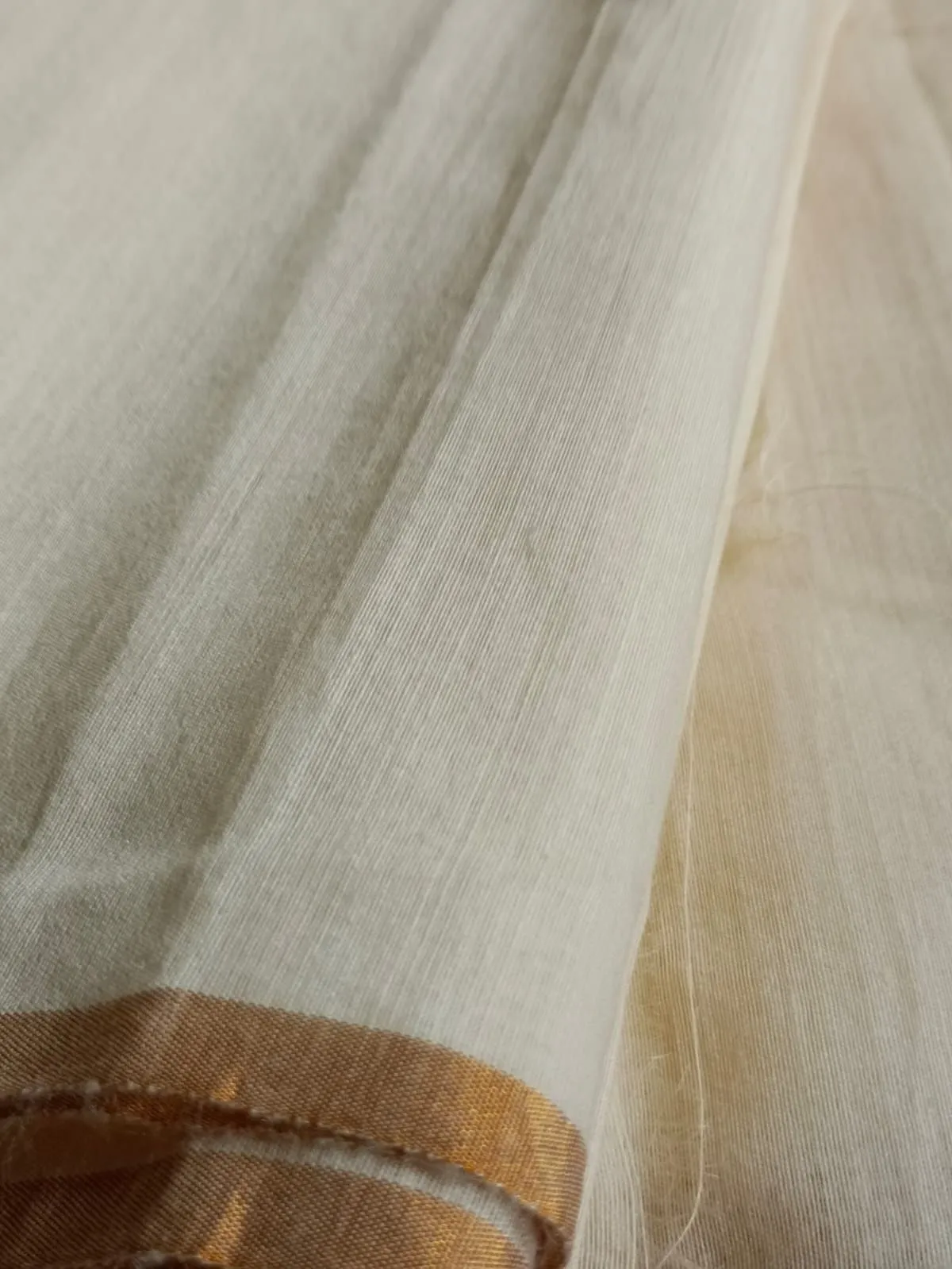 100% Pure Kora Muga Plain Handloom Natural Silk Fabric