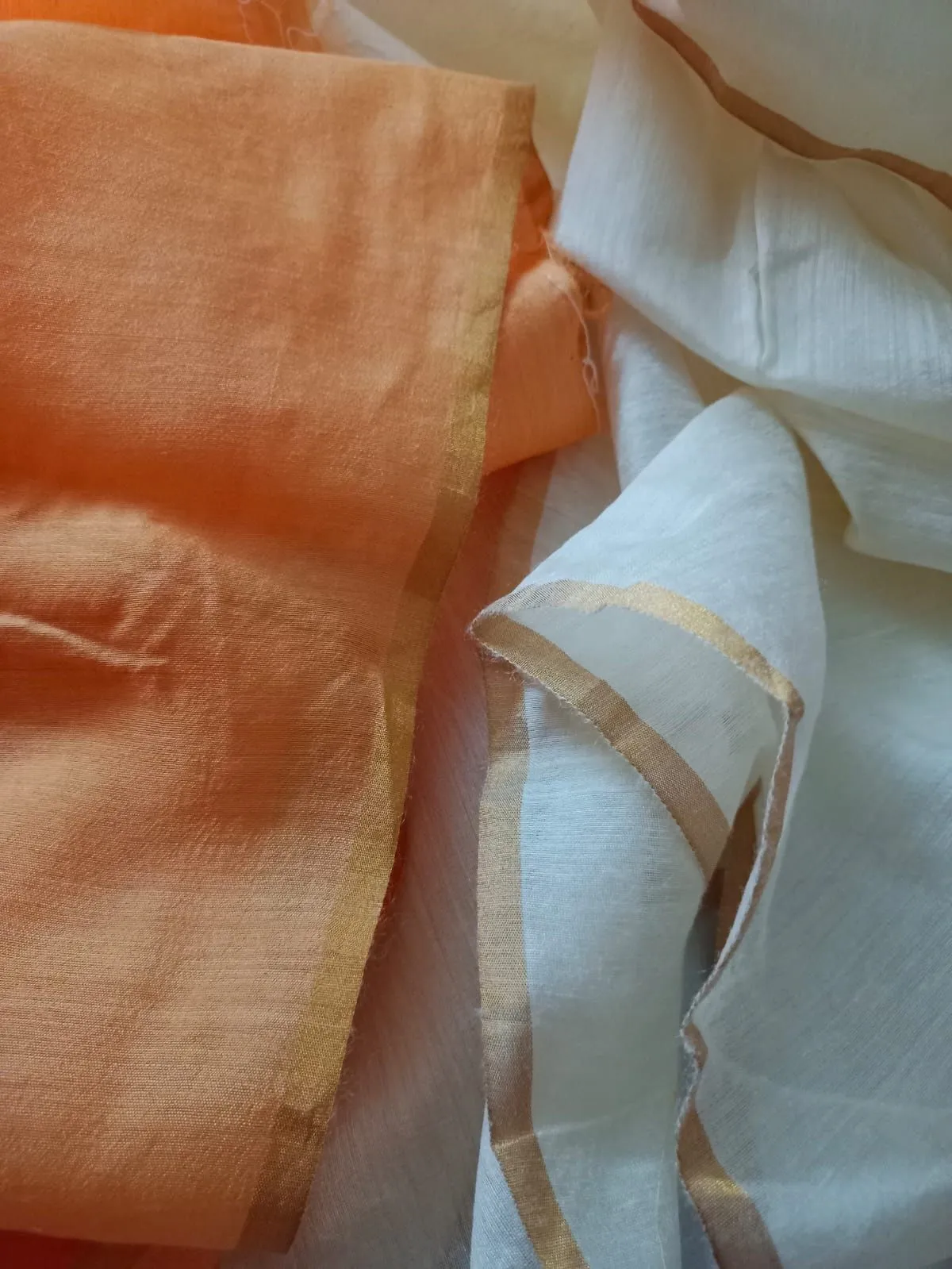 100% Pure Kora Muga Plain Handloom Natural Silk Fabric