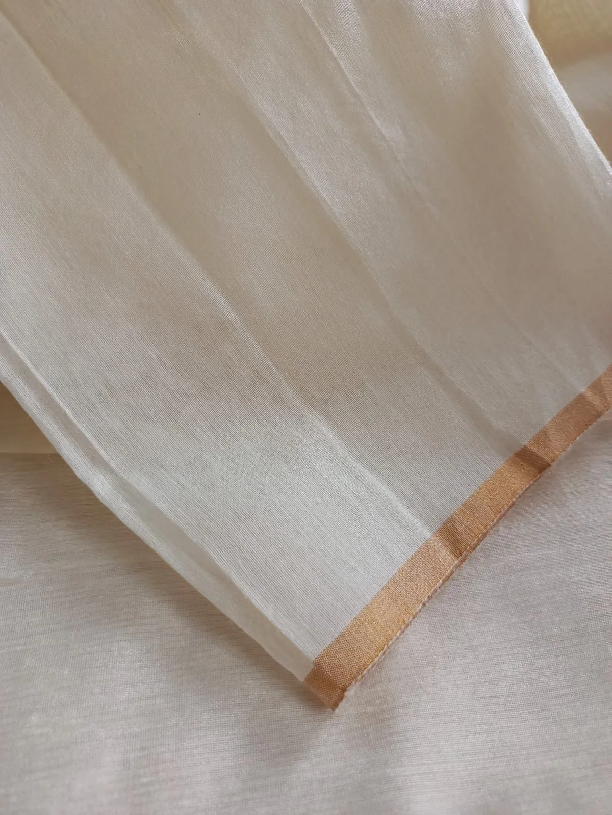 100% Pure Kora Muga Plain Handloom Natural Silk Fabric