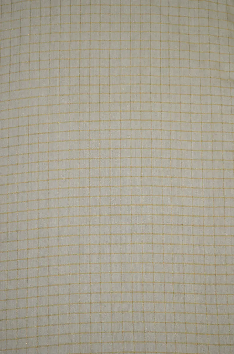 100% Pure Muga Tussar Handloom Checkered Silk Fabric