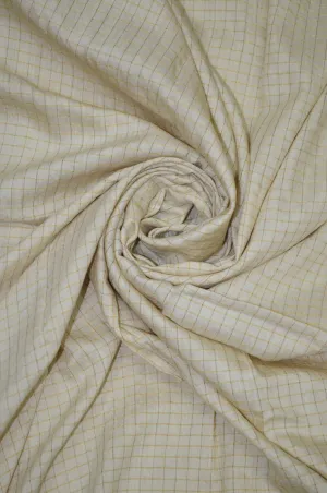 100% Pure Muga Tussar Handloom Checkered Silk Fabric