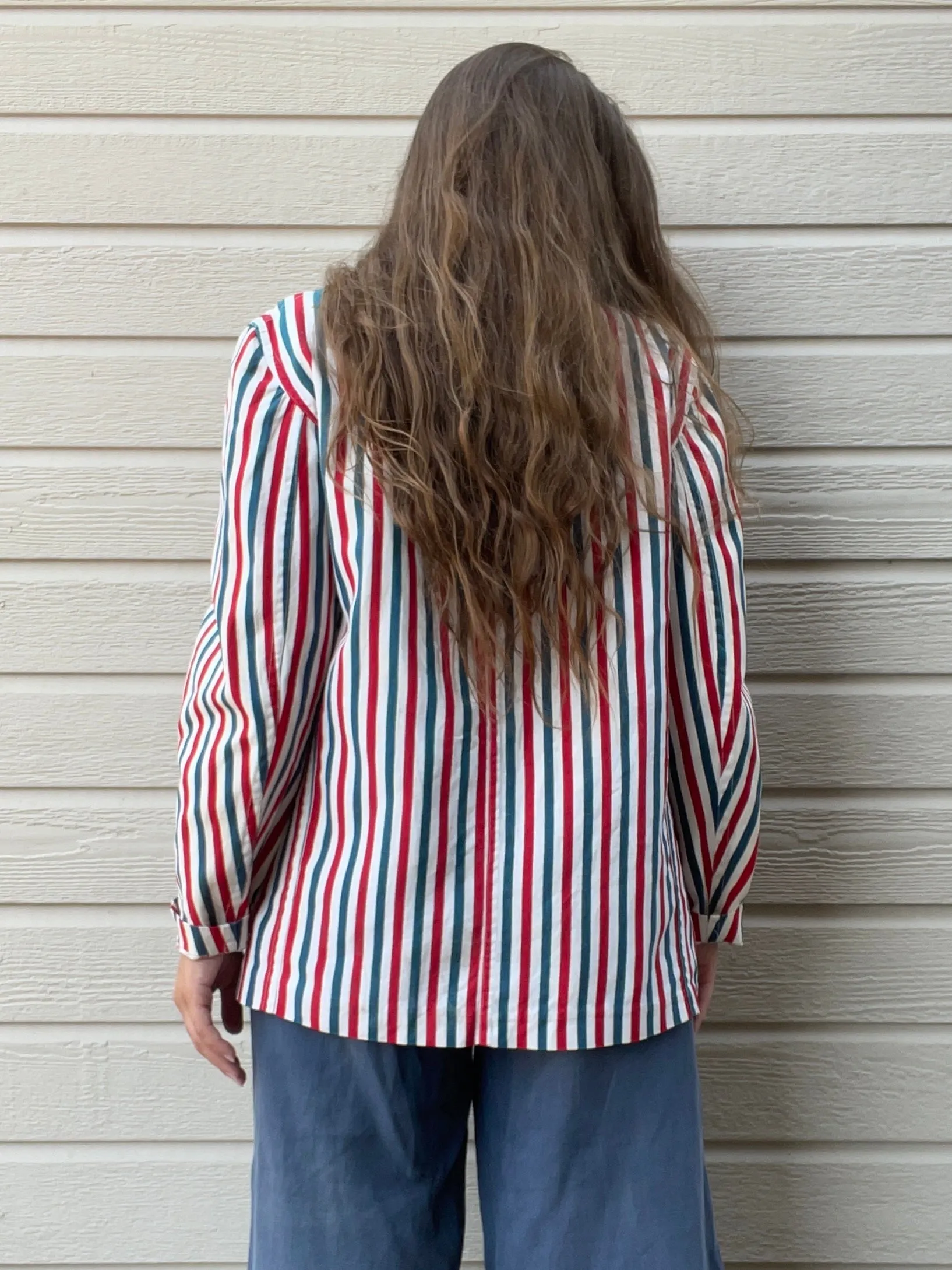 1940s Americana Striped Cotton Twill Jacket