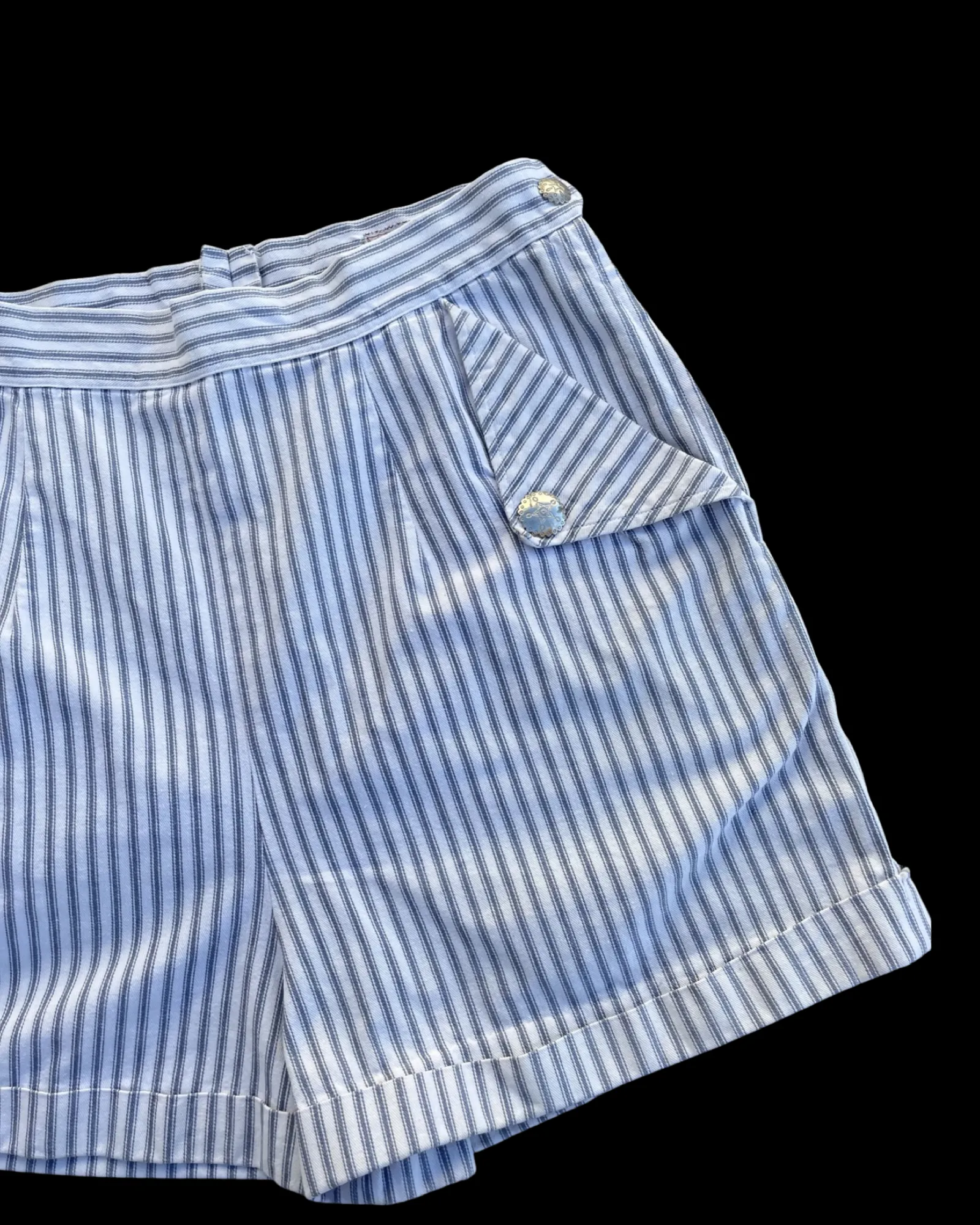 1950s Ticking Stripe Western Side Zip Shorts