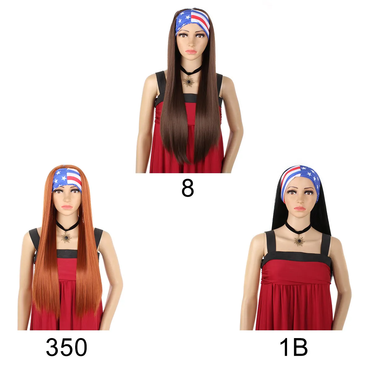 24inch Long Straight Headband Wigs for Women Synthetic Brown Wig Silky Straight Hair Wigs Daily Party