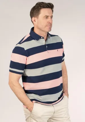 3-Button Stripe Polo Shirt - Green