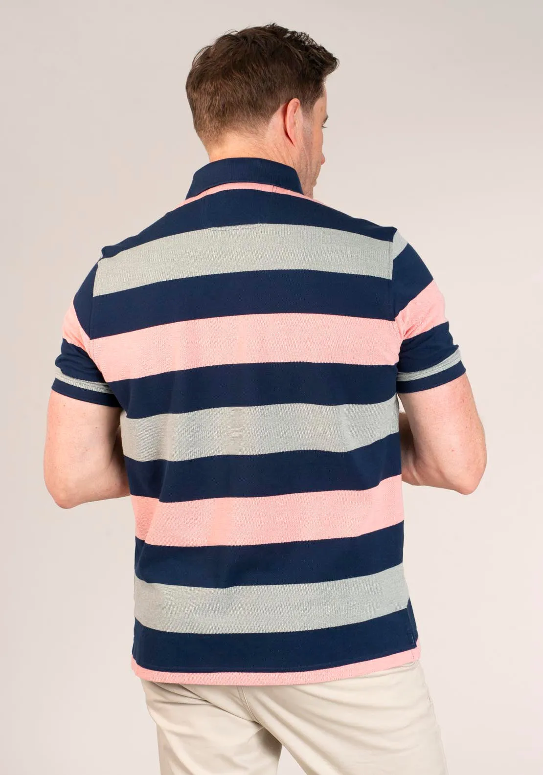 3-Button Stripe Polo Shirt - Green