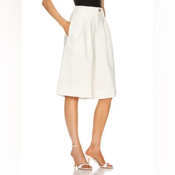 $495 Nicholas Amy Short Culottes Trousers White Cream Ivory‎ loose wide leg long