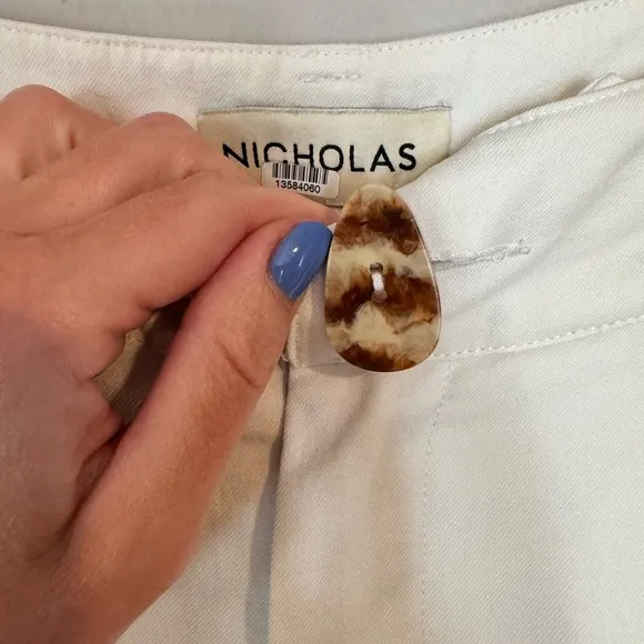 $495 Nicholas Amy Short Culottes Trousers White Cream Ivory‎ loose wide leg long