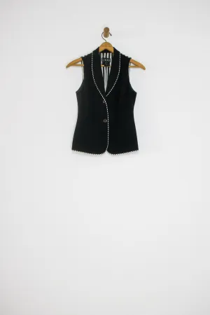 80's BLACK AND WHITE VEST / MEDIUM