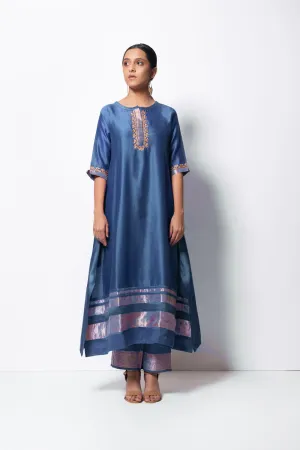 A-Line Kurta Full Set - Kurta, Stole, Pants, With Slip