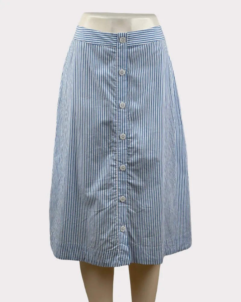 A New Day White And Blue Striped Button Mini Skirt (W30)