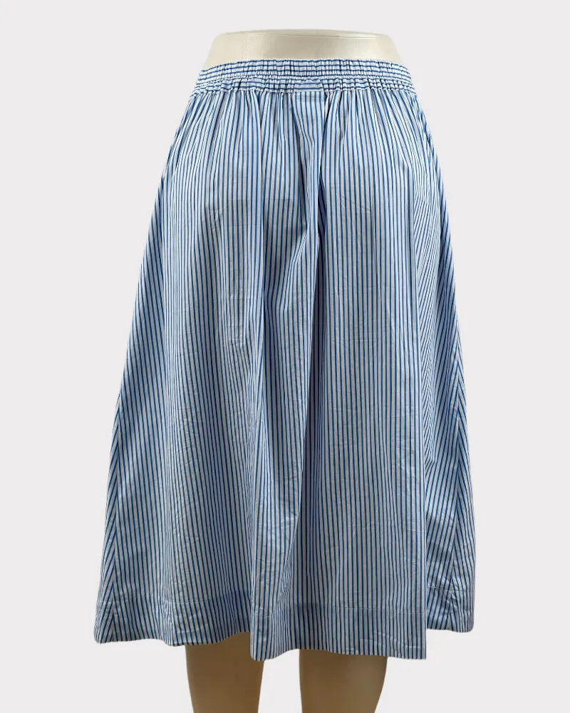 A New Day White And Blue Striped Button Mini Skirt (W30)