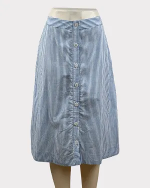 A New Day White And Blue Striped Button Mini Skirt (W30)