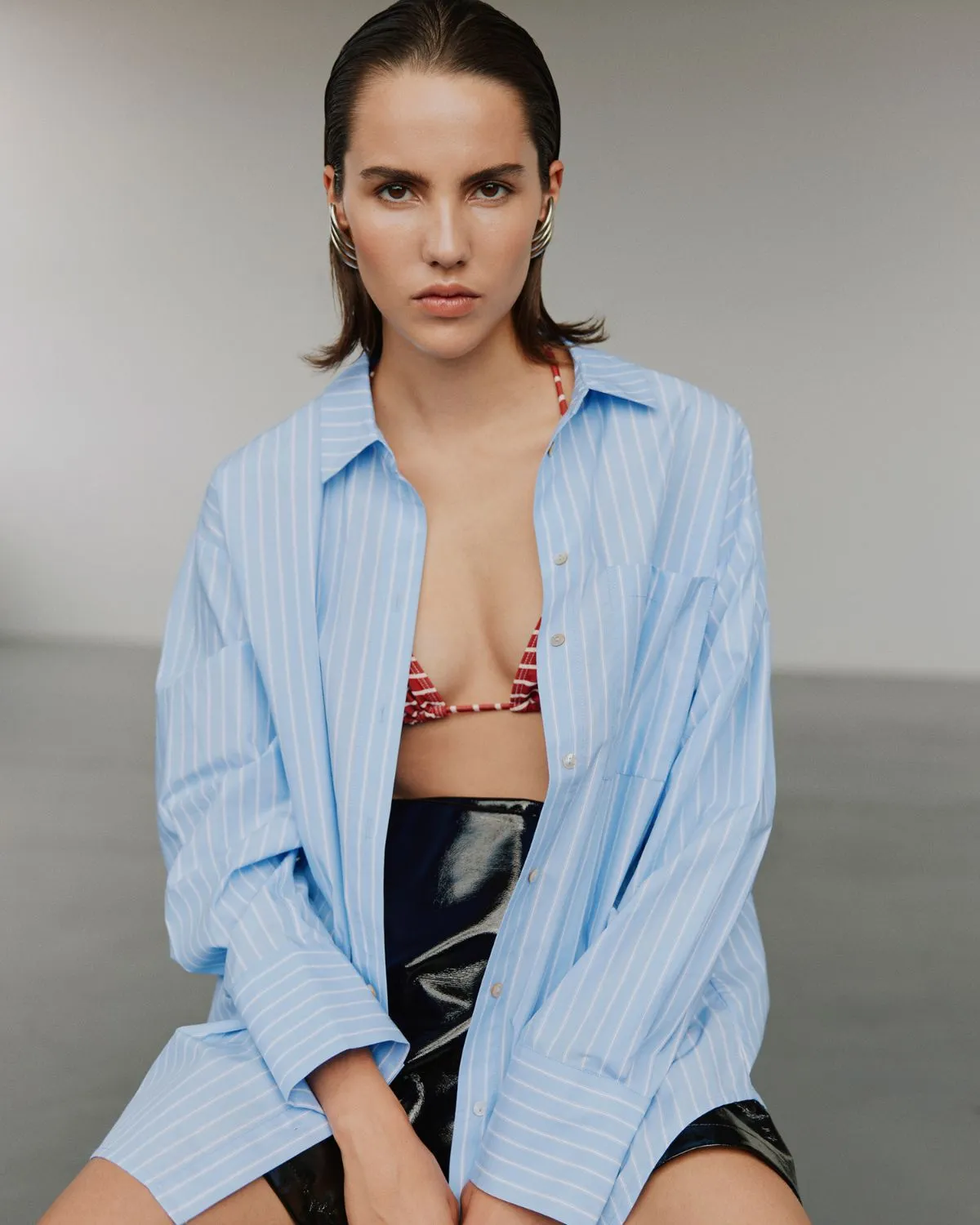 ADALENESW SHIRT - Light Blue striped