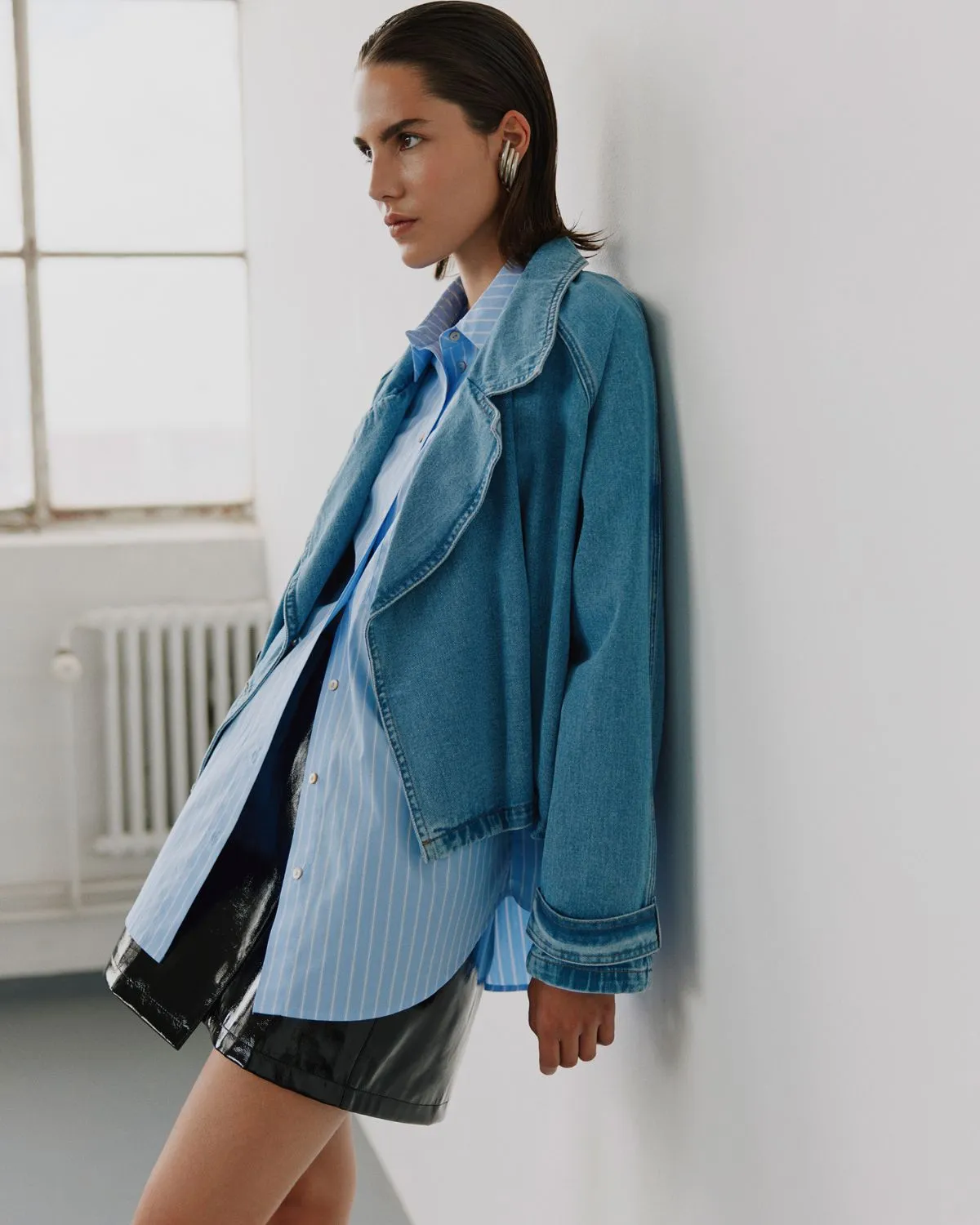 ADALENESW SHIRT - Light Blue striped