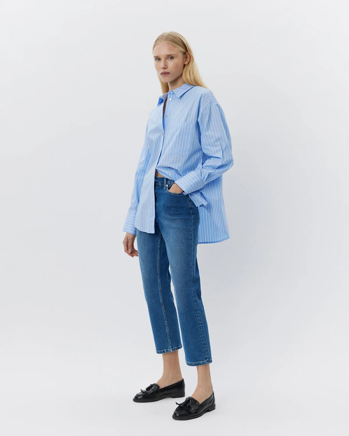 ADALENESW SHIRT - Light Blue striped