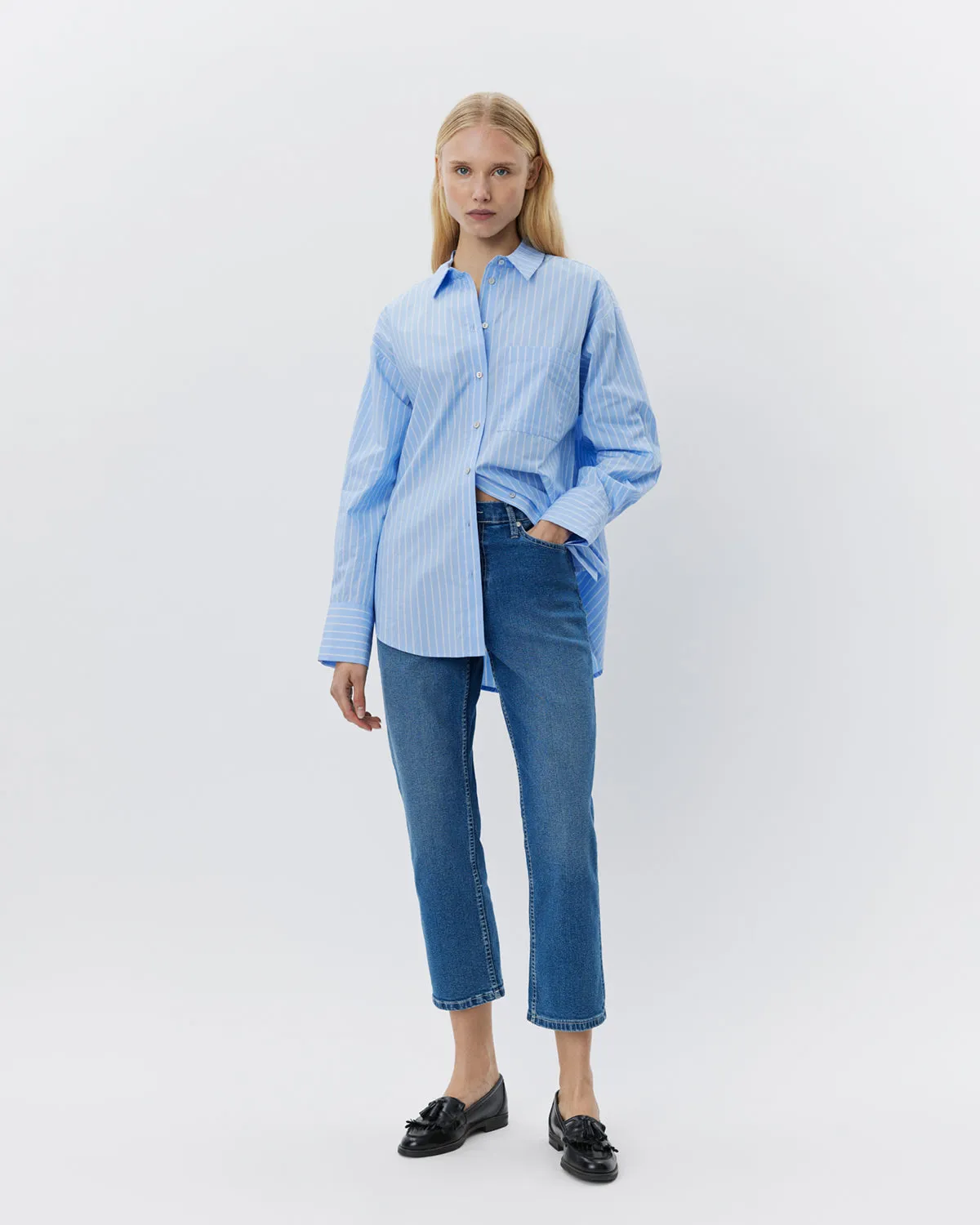 ADALENESW SHIRT - Light Blue striped