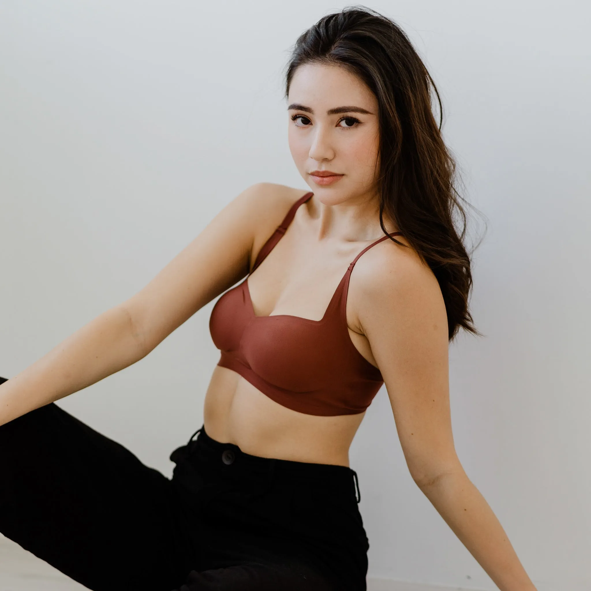 Air-ee Seamless Bra in Brick - Square Neck (Superfine) (Size XL Only)