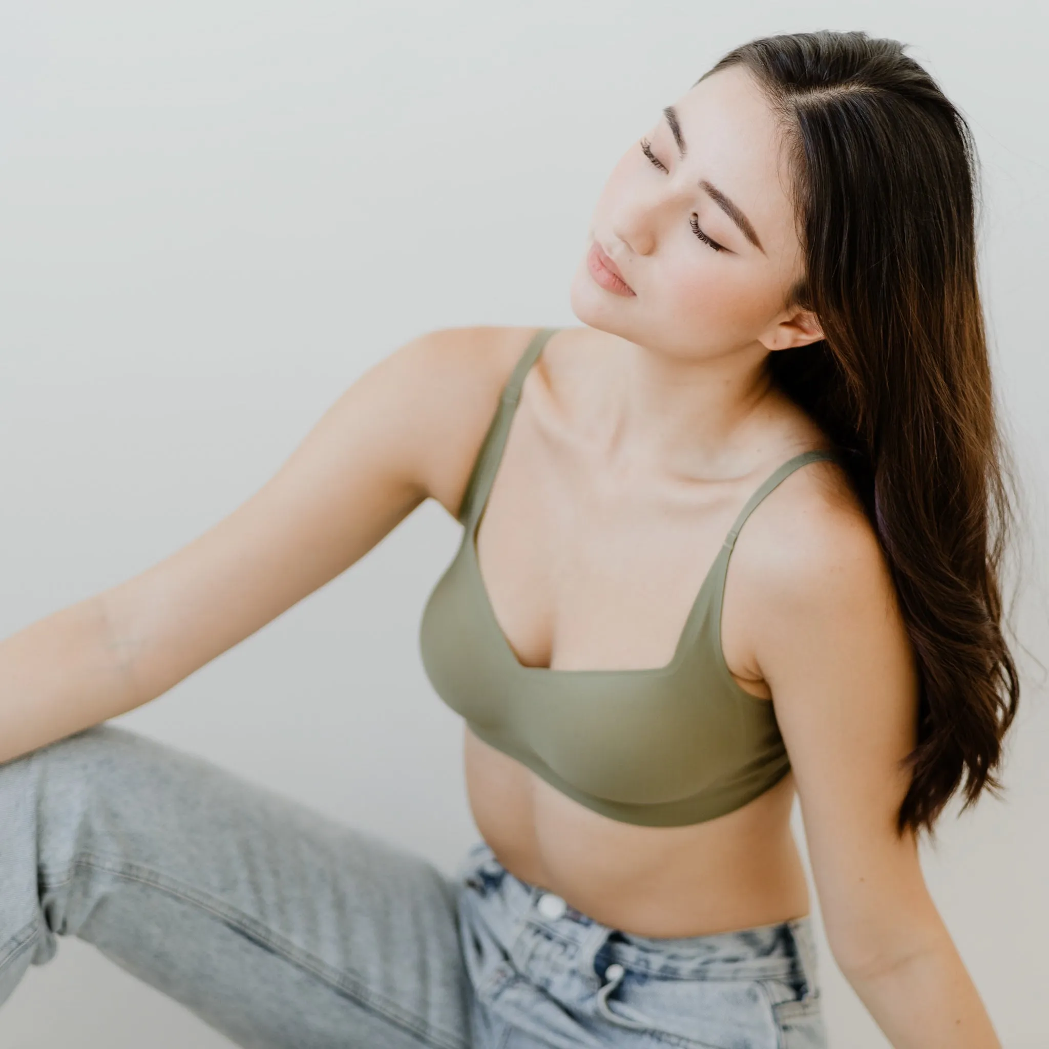 Air-ee Seamless Bra in Sage - Square Neck (Superfine) (Size XL Only)