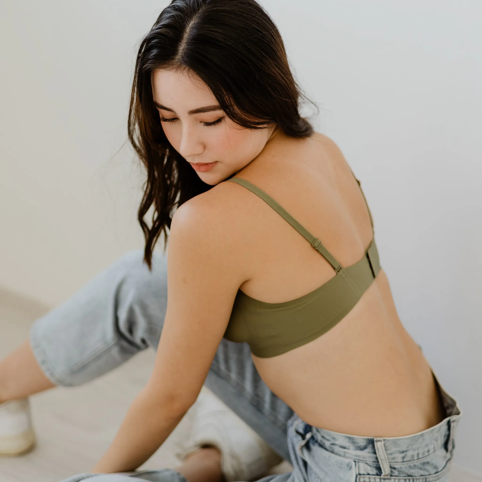 Air-ee Seamless Bra in Sage - Square Neck (Superfine) (Size XL Only)