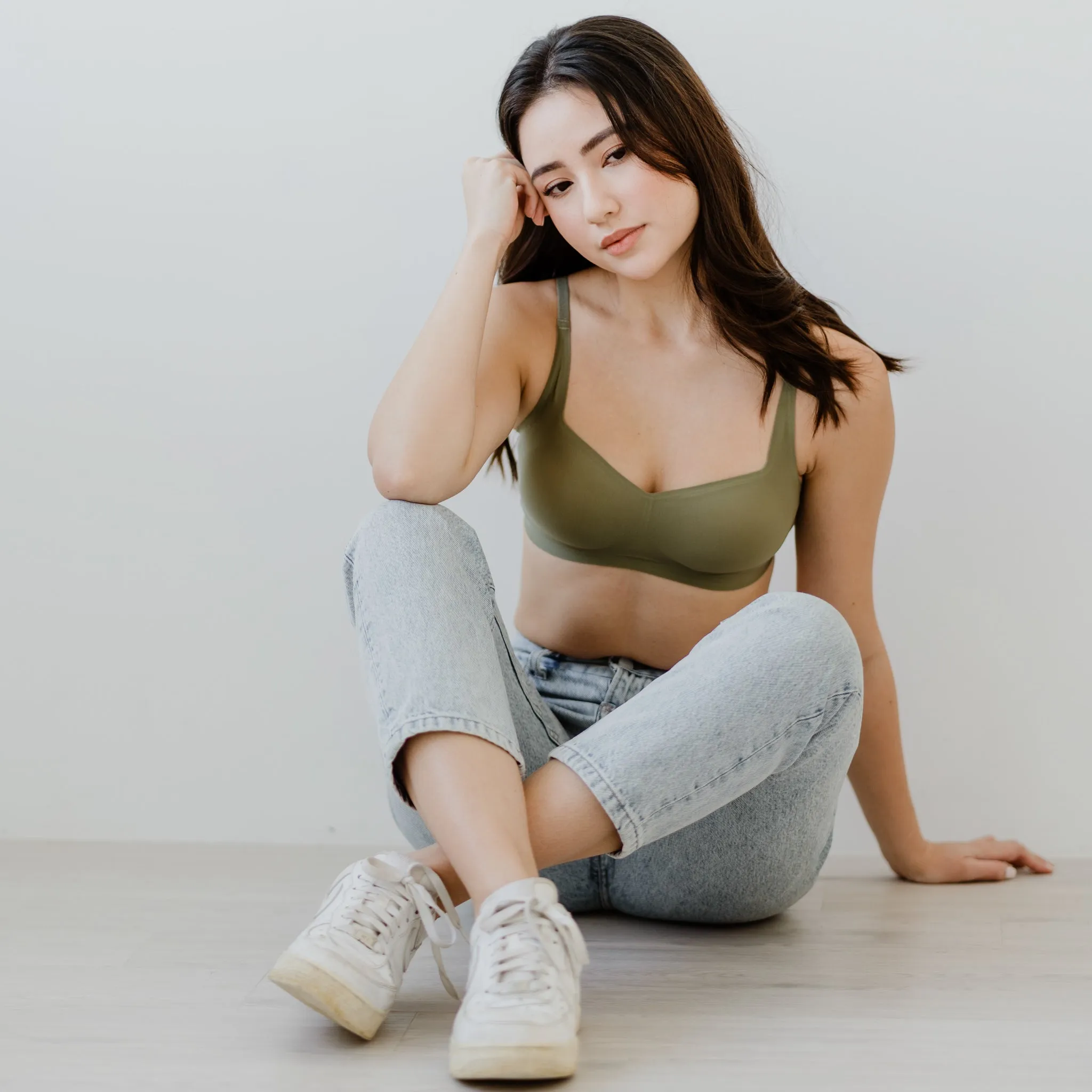 Air-ee Seamless Bra in Sage - Square Neck (Superfine) (Size XL Only)