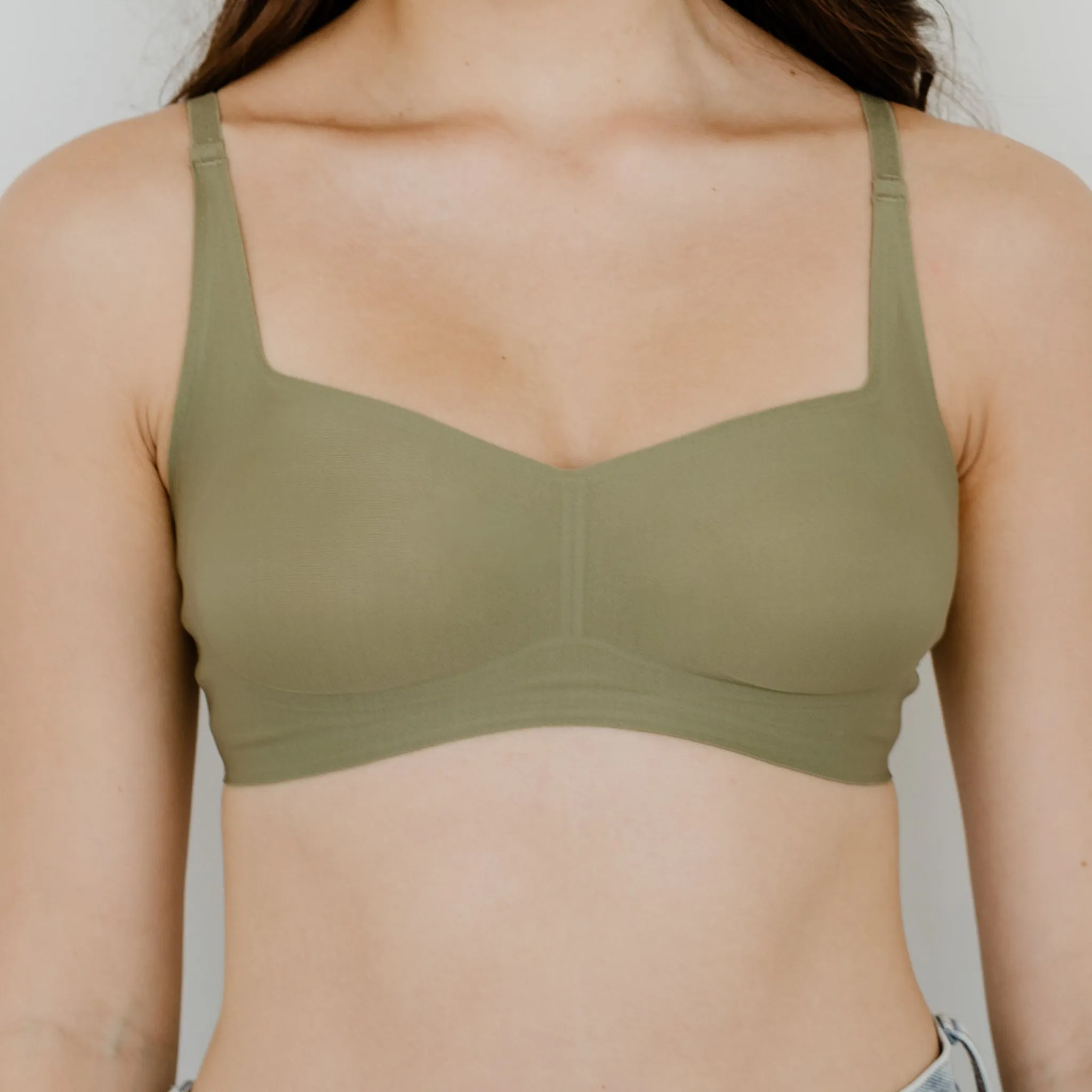 Air-ee Seamless Bra in Sage - Square Neck (Superfine) (Size XL Only)