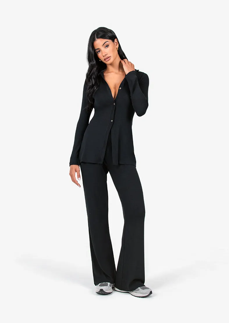 Airjet Rib Longline Cardigan Black