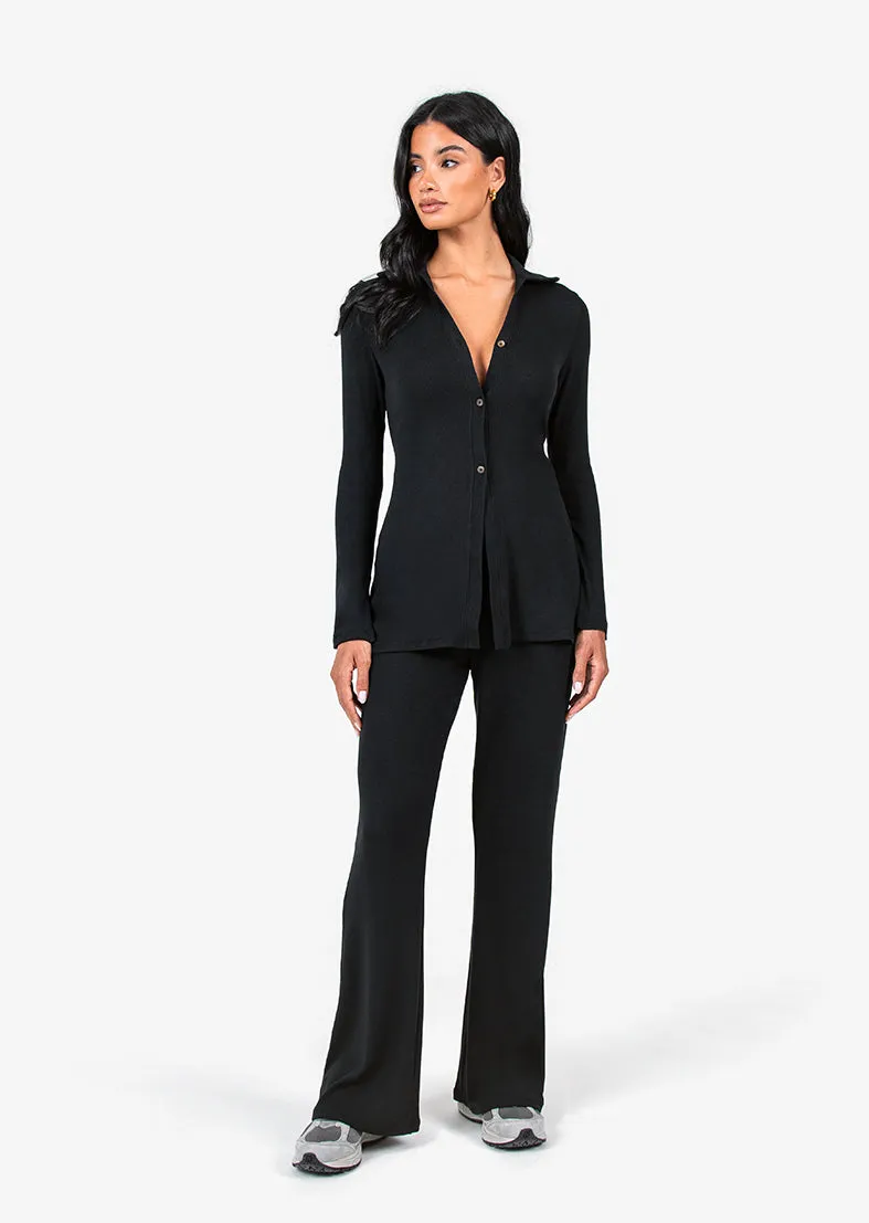 Airjet Rib Longline Cardigan Black