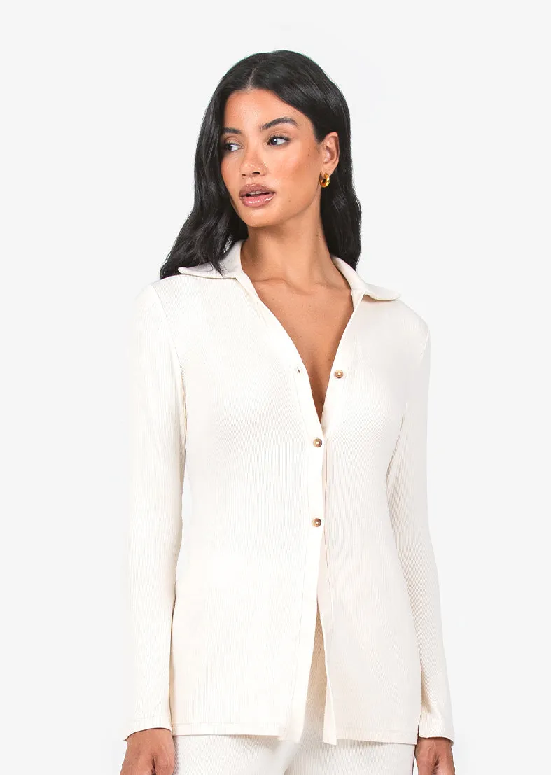 Airjet Rib Longline Cardigan Eggnog