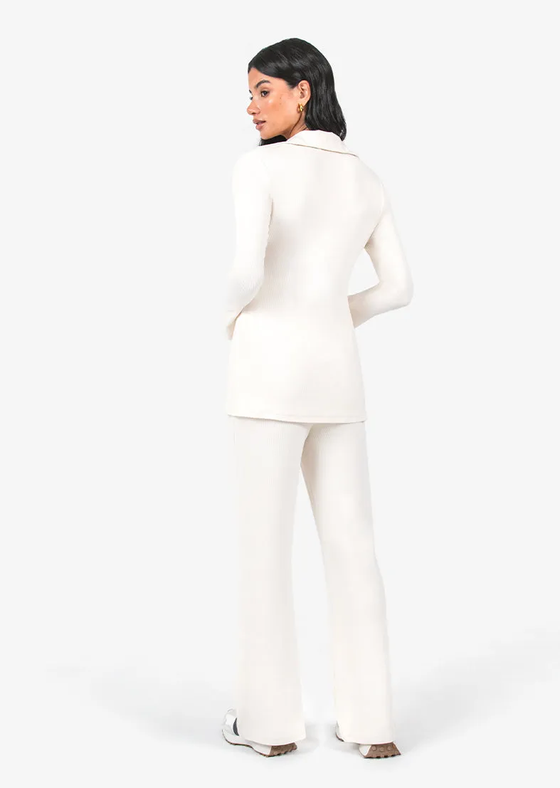Airjet Rib Longline Cardigan Eggnog