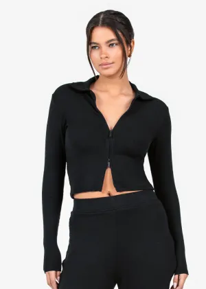 Airjet Rib Zip Through Black