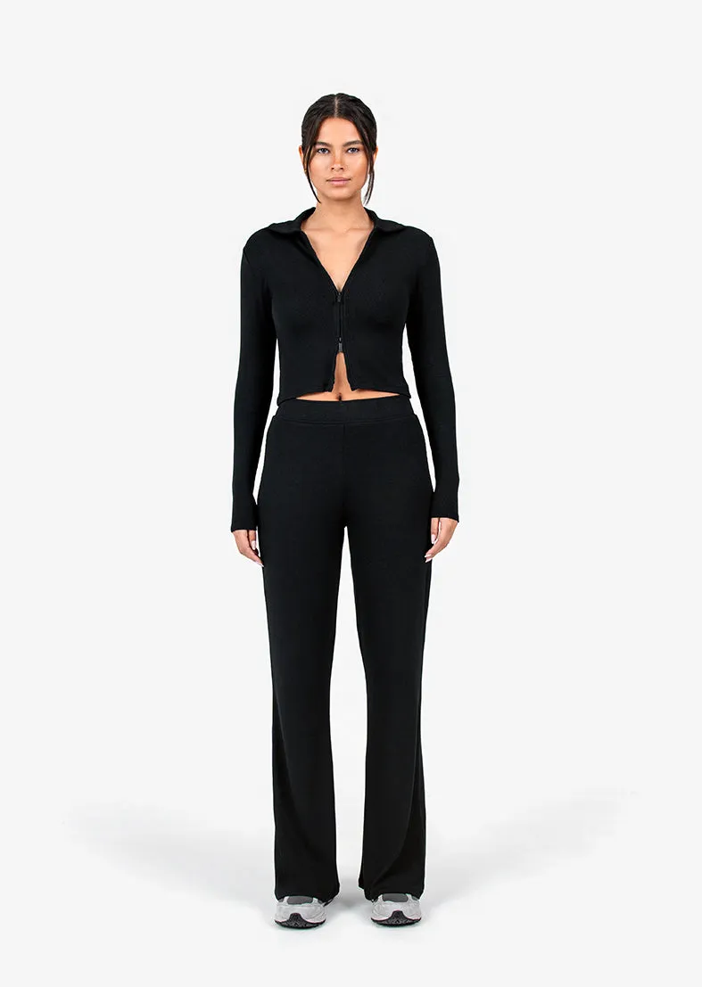 Airjet Rib Zip Through Black
