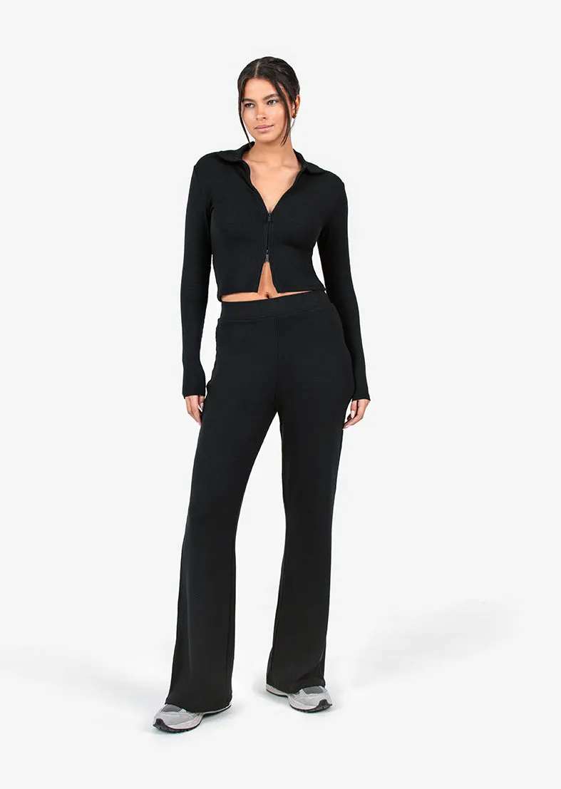 Airjet Rib Zip Through Black