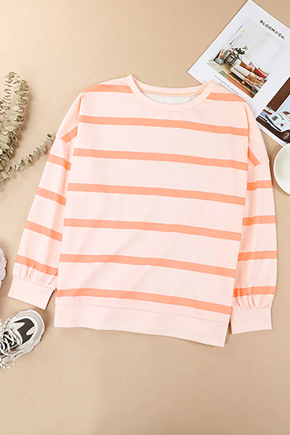 Alexis Striped Round Neck Long Sleeve Sweatshirt