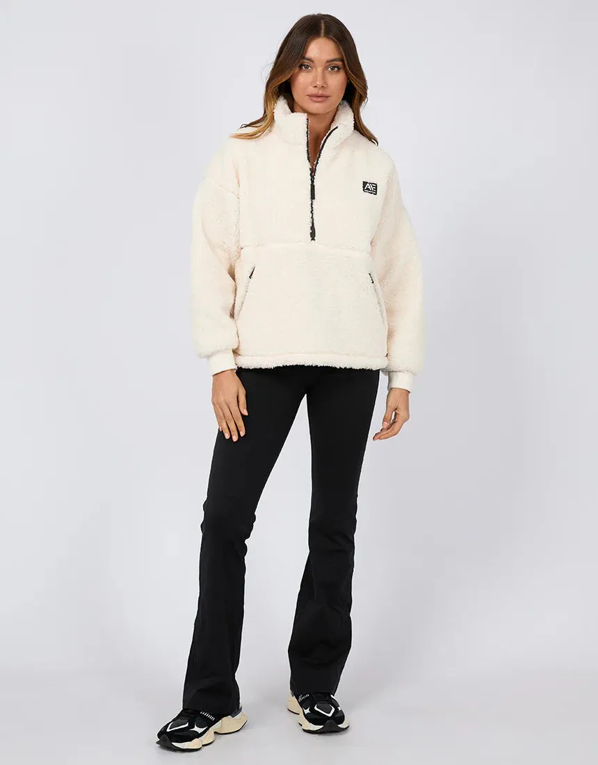 ALL ABOUT EVE AAE ACTIVE AMARA QUARTER ZIP TEDDY VINTAGE WHITE