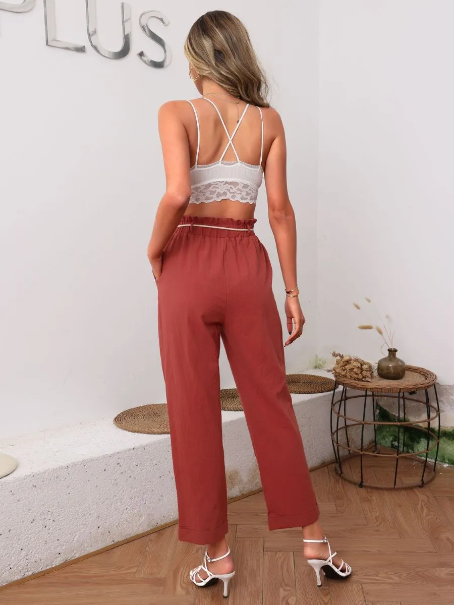 Alma Linen Pants - Rust