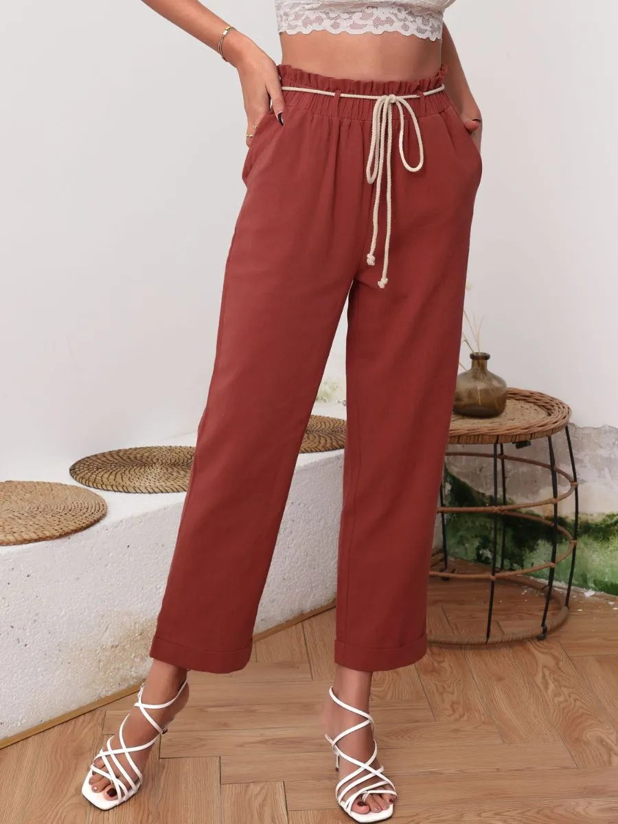 Alma Linen Pants - Rust