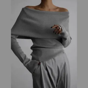'Alora' Off Shoulder Soft Knit Top
