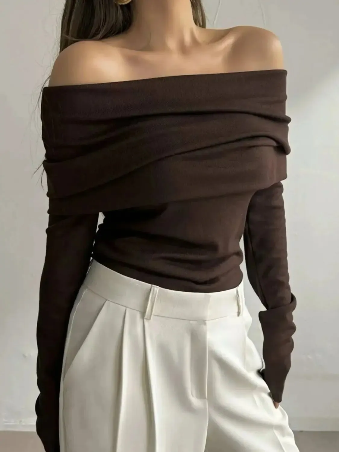 'Alora' Off Shoulder Soft Knit Top