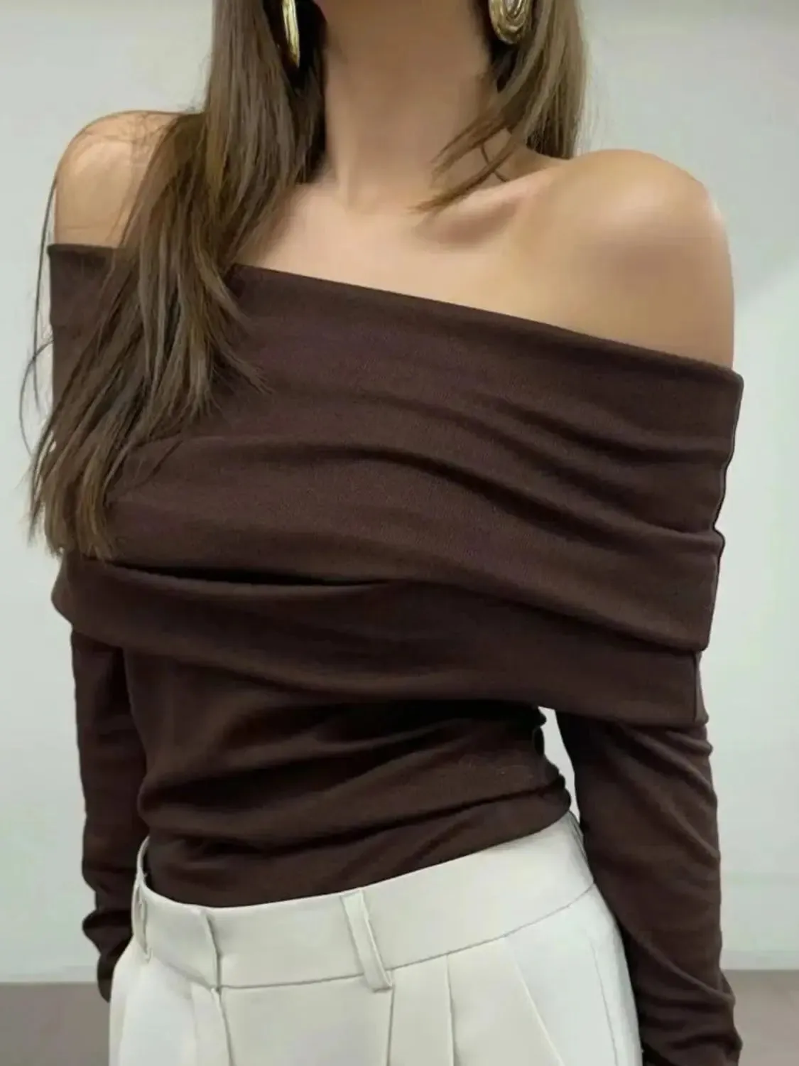 'Alora' Off Shoulder Soft Knit Top