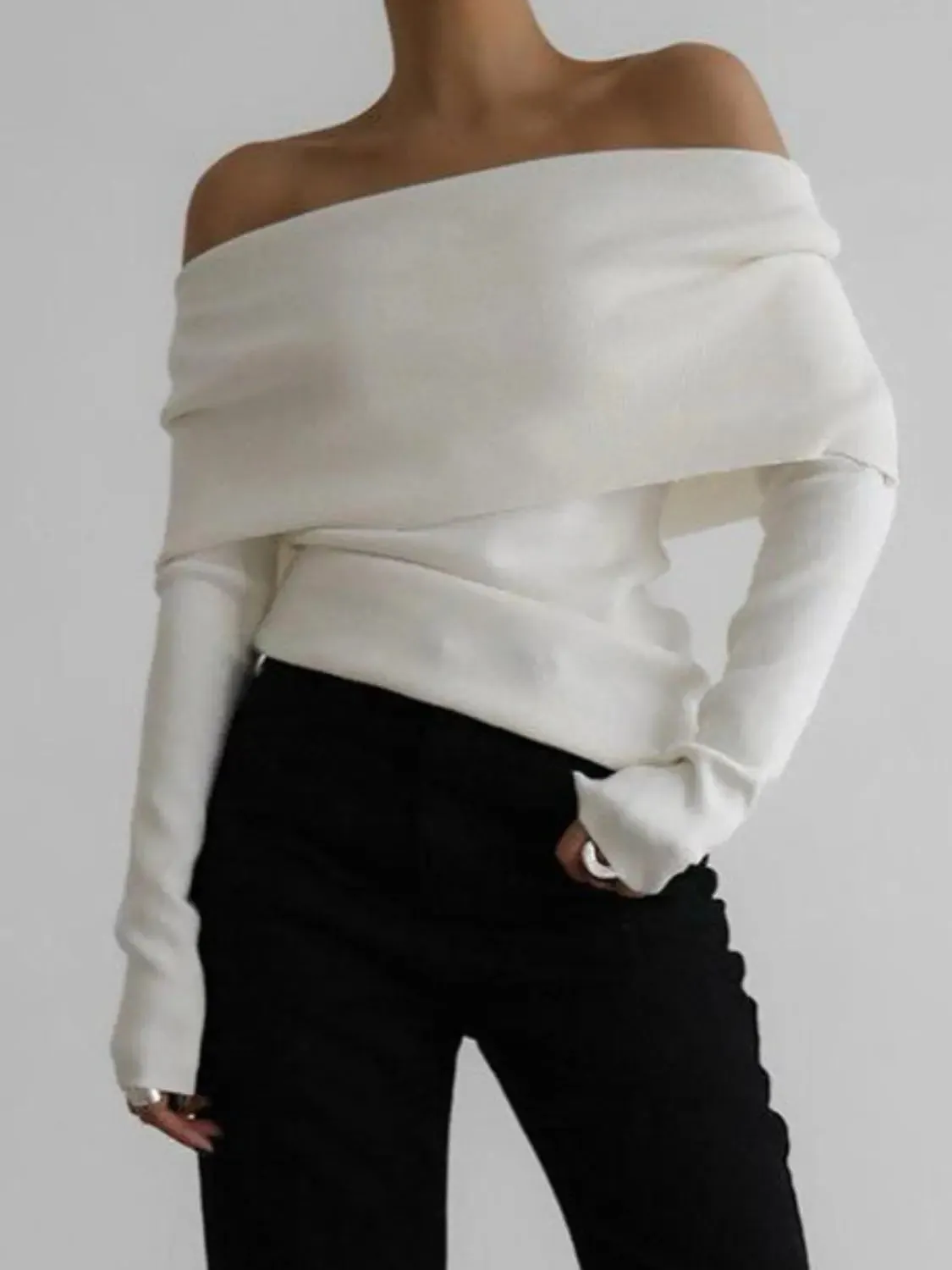 'Alora' Off Shoulder Soft Knit Top