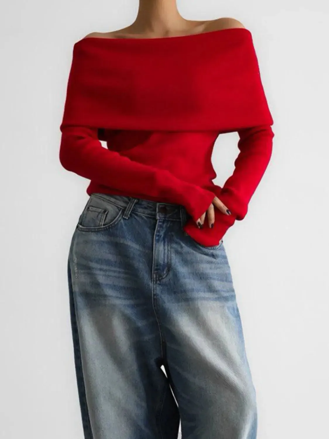 'Alora' Off Shoulder Soft Knit Top