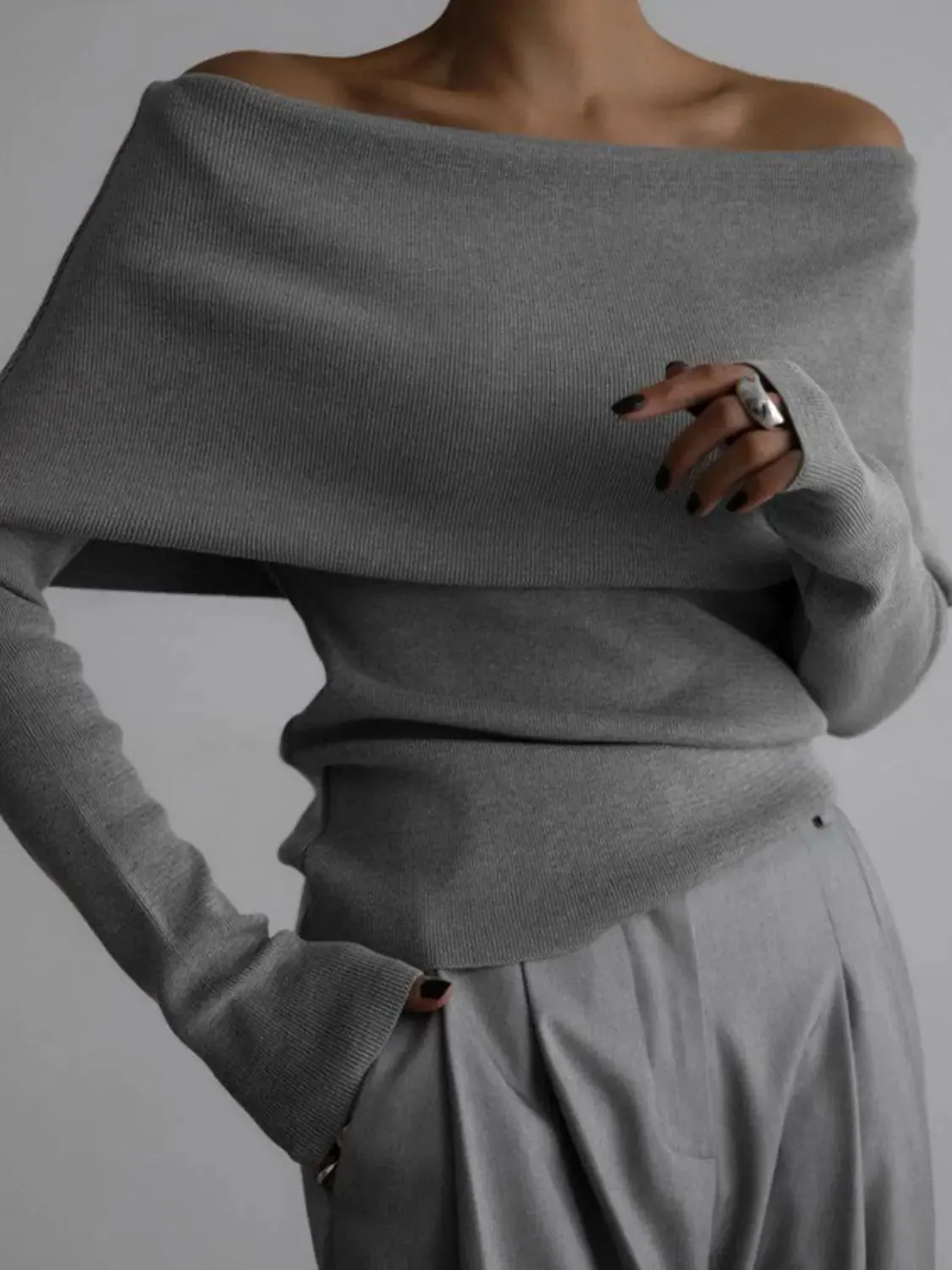 'Alora' Off Shoulder Soft Knit Top
