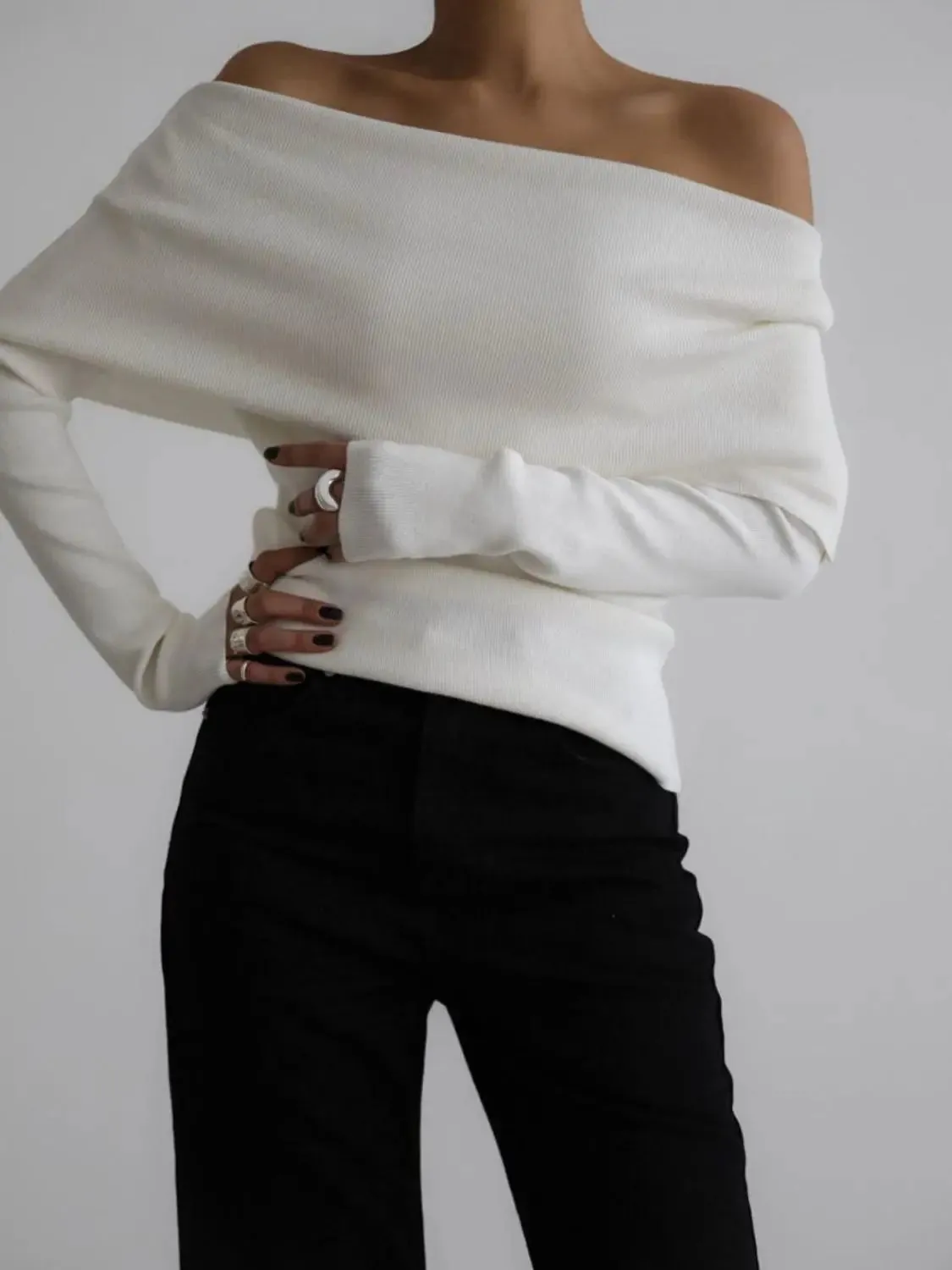 'Alora' Off Shoulder Soft Knit Top