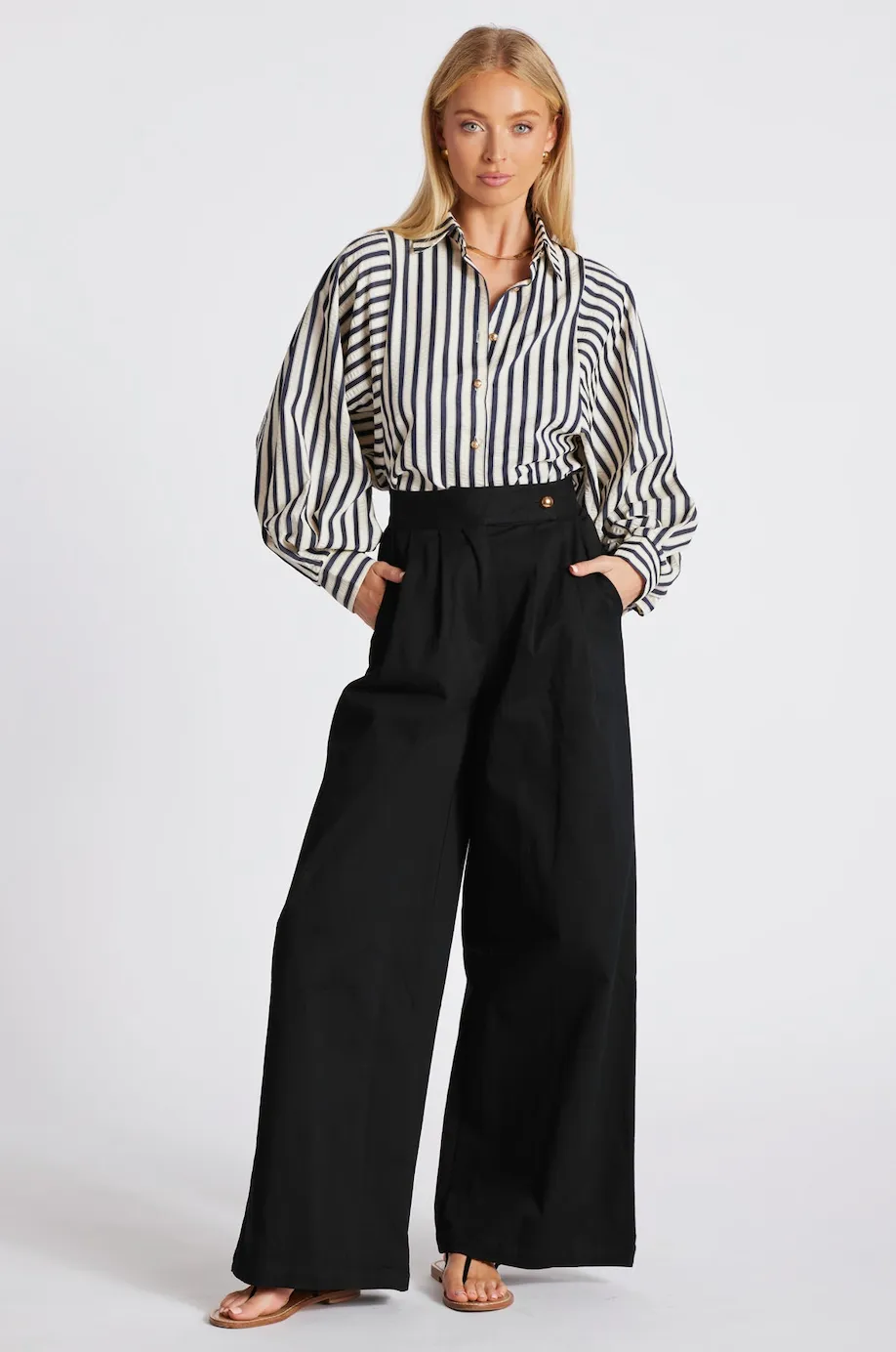 Aly Striped Top-Navy