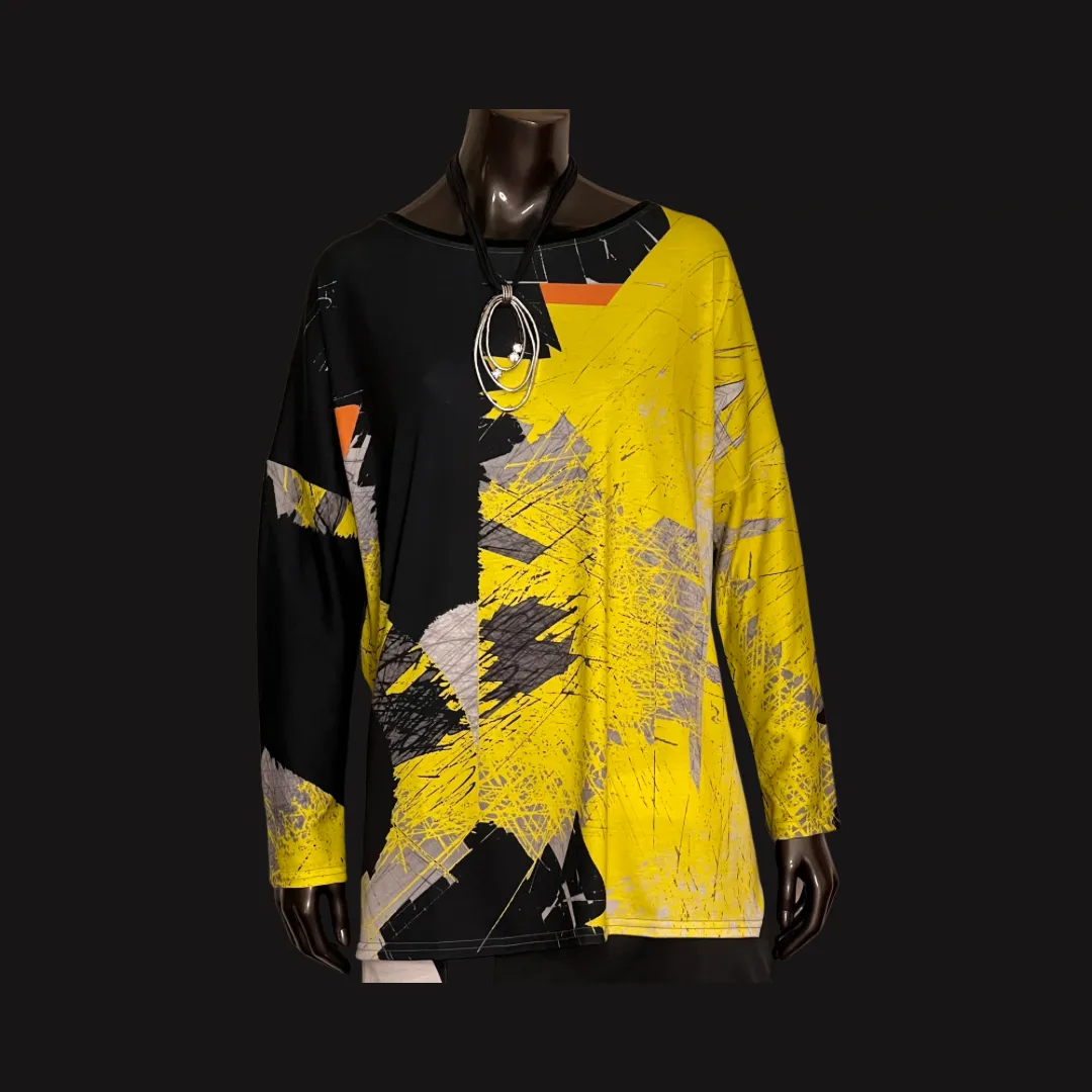 Andrea Geer Oversized Tee - Yellow Lines