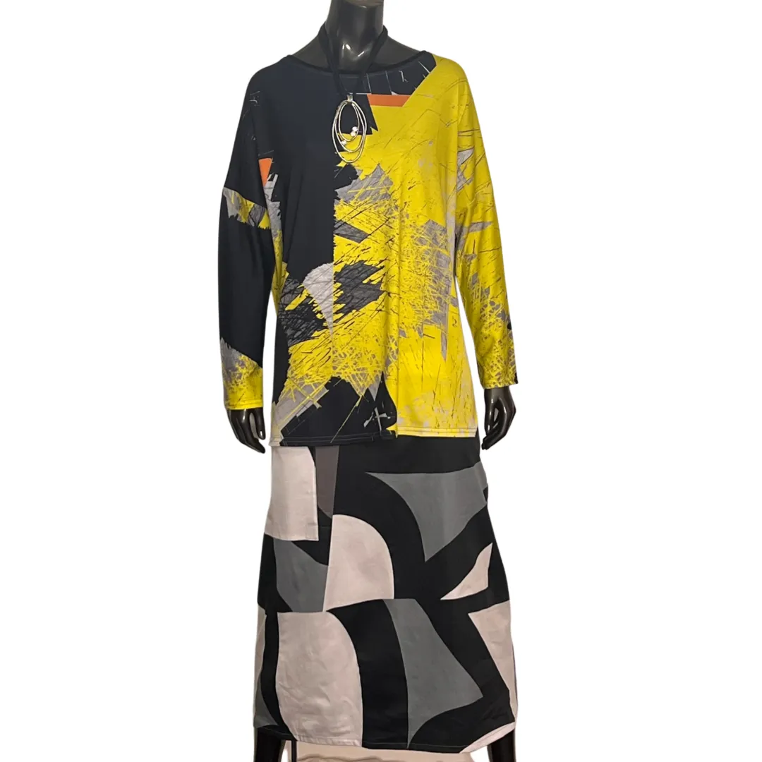Andrea Geer Oversized Tee - Yellow Lines