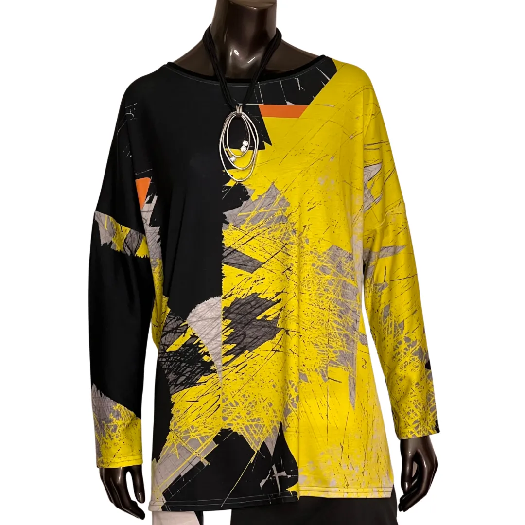 Andrea Geer Oversized Tee - Yellow Lines