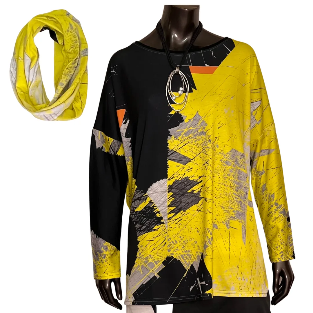 Andrea Geer Oversized Tee - Yellow Lines
