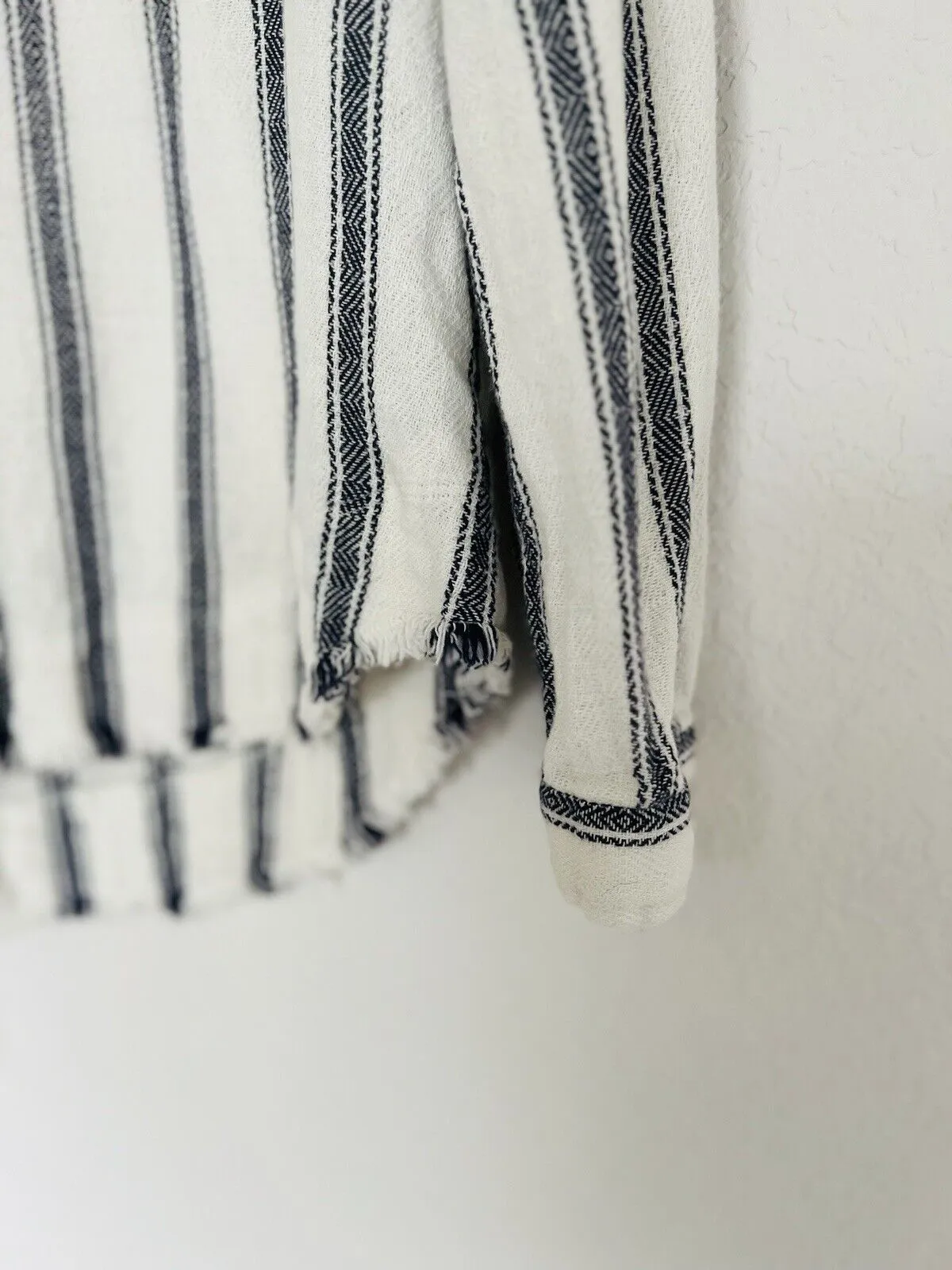 ANTHROPOLOGIE Cloth & Stone Woven Striped Button Up Shirt Sz S Long Sleeve
